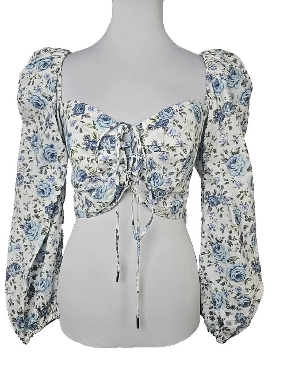 Mable Floral Corset Crop Long Sleeve Top